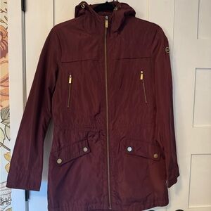Burgundy Wind Breaker Jacket with Gold Accents